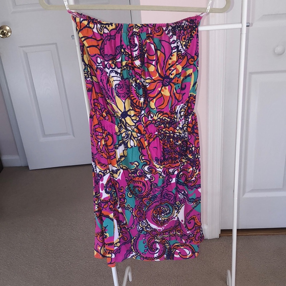 Lilly Pulitzer Dress: Hot Pink Strapless